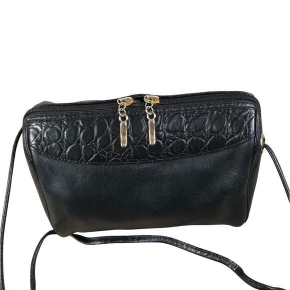 ARCHITECT FOR AMC Leather Mini Crossbody Bag Black Zip Around City Chic Travel - Picture 3 of 11